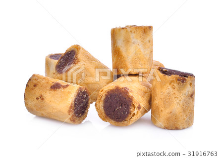 sweet dessert, chocolate biscuit roll isolated sweet dessert, chocolate biscuit roll isolated 31916763