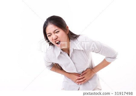 woman suffering from stomach pain, menstruation cramp 31917498