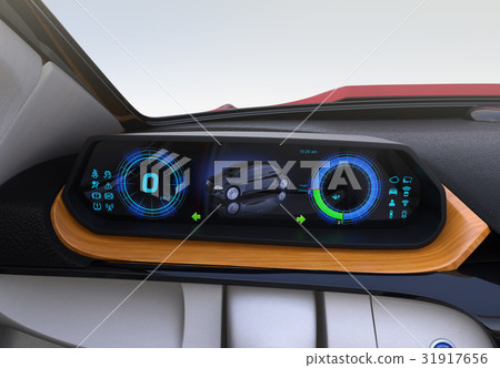 Automatic driving image of digital meter of EV car Automatic driving image of digital meter of EV car 31917656