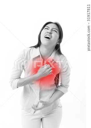 woman suffering from chest pain, heart attack woman suffering from chest pain, heart attack 31917811