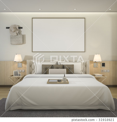 modern bedroom suite in hotel with mock up  31918921