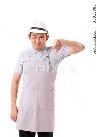 worker, employer with thumb down hand gesture worker, employer with thumb down hand gesture 31919083