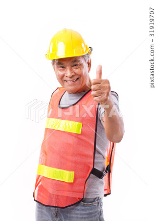 senior construction worker giving thumb up senior construction worker giving thumb up 31919707