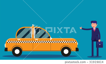 Businessman calling taxi. Businessman calling taxi. 31919814