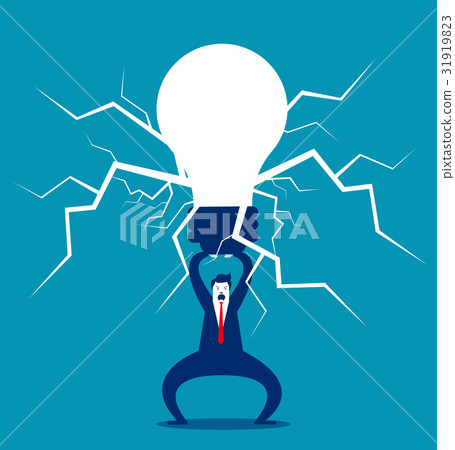Businessman electricity to power up idea. Businessman electricity to power up idea. 31919823