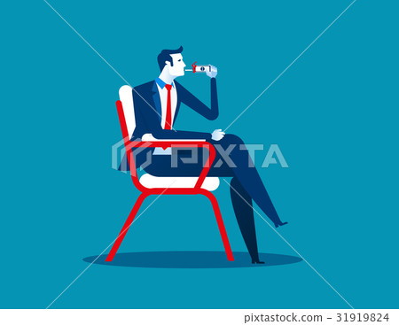 Businessman fire cigar with money. Businessman fire cigar with money. 31919824