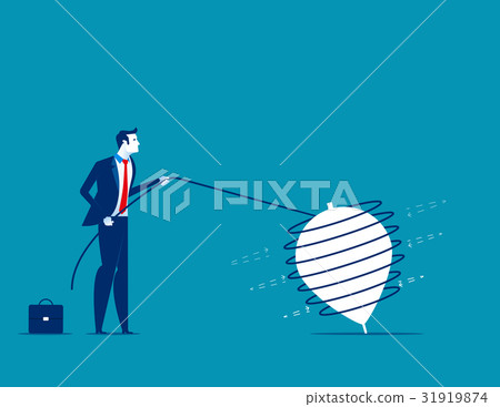 Businessmen and spinning giant. Businessmen and spinning giant. 31919874