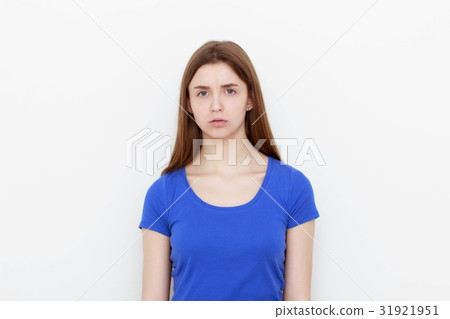 portrait sad unhappy woman isolated on white 31921951