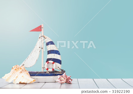 Antique sail boat Toy model with Ship'wheel, rope 31922190