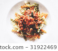 The picture of fusilli and bolognese sauce. 31922469