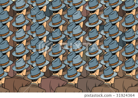 background crowd of the same men, stand back 31924364