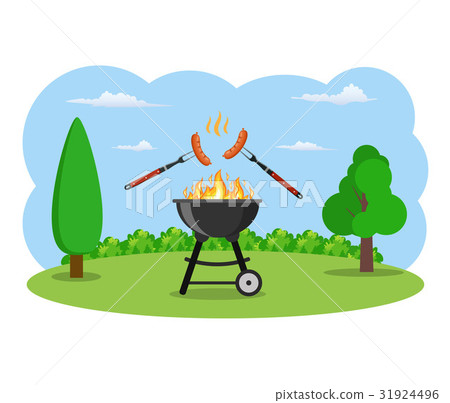 barbecue grill and kitchen utensils 31924496