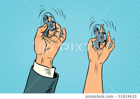 Man and woman arm twist hand fidget spinner 31924618