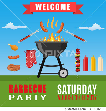插图素材: bbq or barbecue party invitation