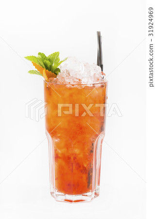 Fruit cocktail in a large glass cup  31924969
