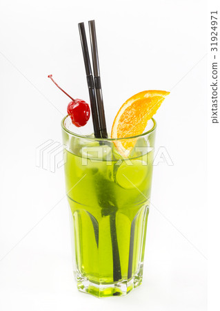 Fruit cocktail in a large glass cup  31924971