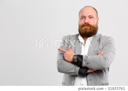 Man points finger to side Man points finger to side 31925761