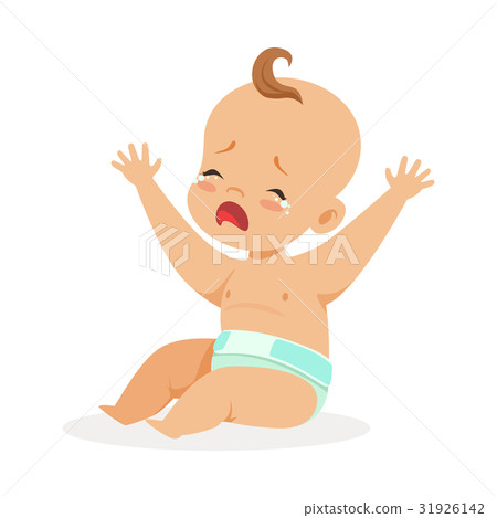 Sweet little baby in a diaper sitting with his Sweet little baby in a diaper sitting with his 31926142
