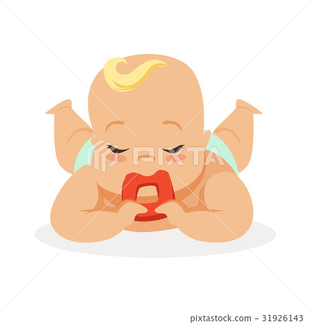 Sweet little baby with closed eyes lying on his Sweet little baby with closed eyes lying on his 31926143