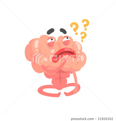 Humanized thinking cartoon brain character 31926302