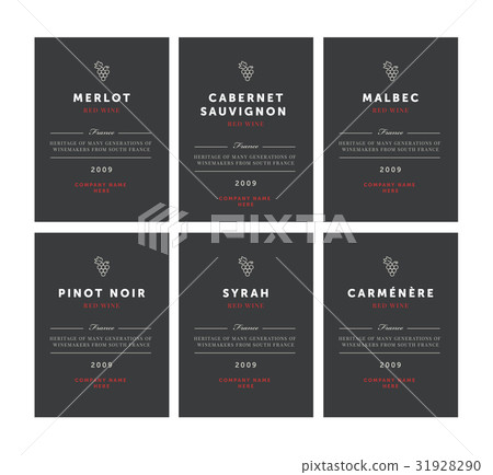 Red wine labels. Vector premium template set 31928290