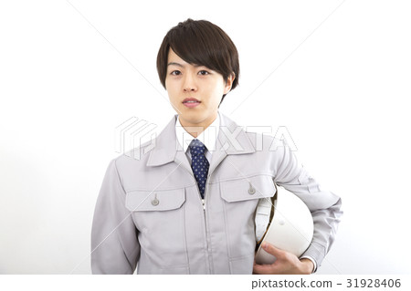 A business clerk businessman holding a helmet 31928406