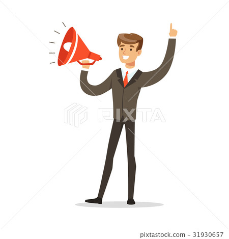 Young businessman with loudspeaker vector Young businessman with loudspeaker vector 31930657
