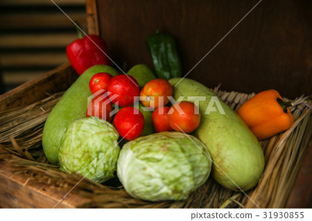 Composition with assorted raw organic vegetables 31930855