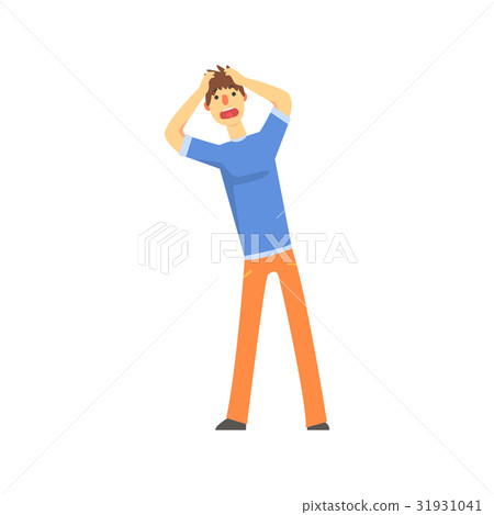 Frustrated sad man after car accident holding 31931041