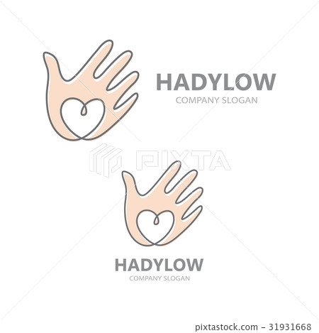 hand with heart logo design. hand with heart logo design. 31931668