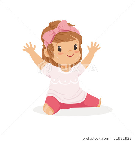 Cute little girl sitting dressed in casual clothes Cute little girl sitting dressed in casual clothes 31931925