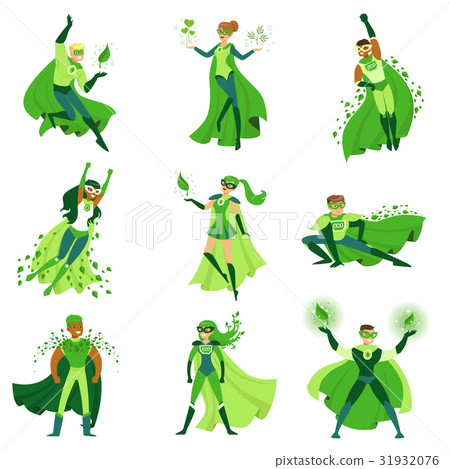 ECO superhero characters set, young men and women 31932076