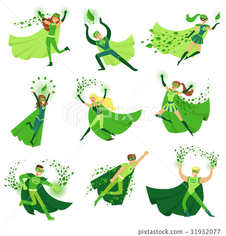 ECO superhero characters in action set, young men 31932077