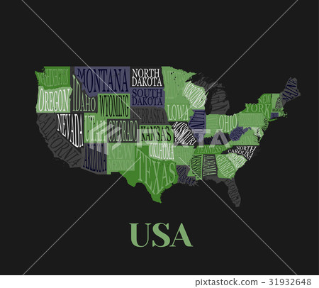 USA map with states- pictorial geographical 31932648
