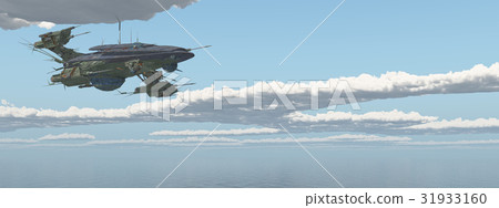 Huge spacecraft over the sea 31933160