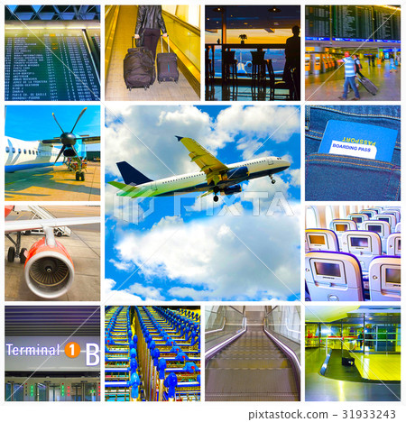 Collage of airport and airplane photos 31933243