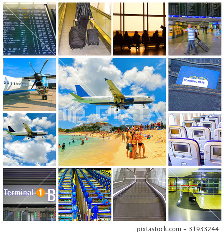 Collage of airport and airplane photos 31933244