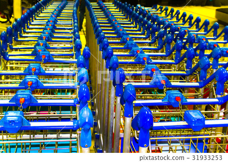 luggage carts at modern airport 31933253