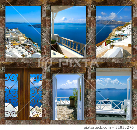 Set of summer photos in Santorini, Greece 31933276