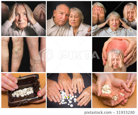 The collage of images of elderly couple on black 31933280