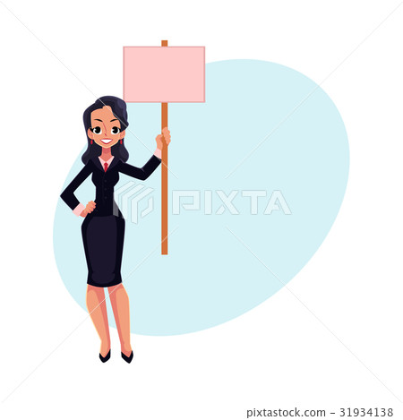 Smiling girl, woman, businesswoman on strike 31934138
