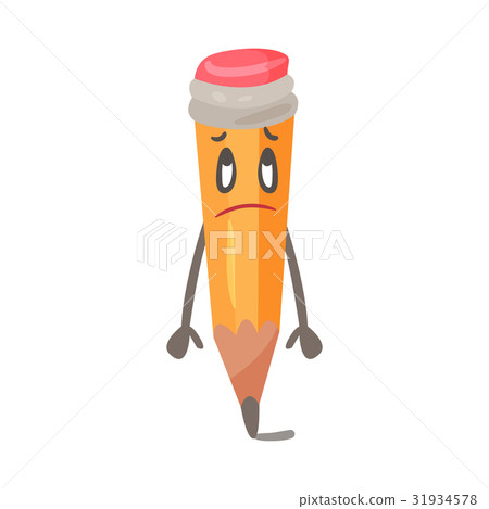 Frustrated Cartoon Humanized Pencil With Sad Eyes Stock Illustration 31934578 Pixta