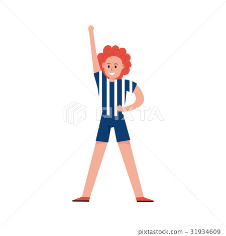 Smiling sports fan girl wearing referee uniform 31934609