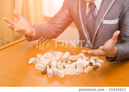 Business man failures construction building.  31934812