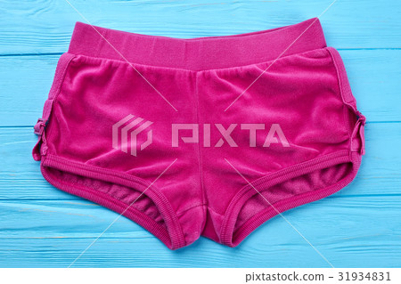 Pink velure shorts for girl. 31934831