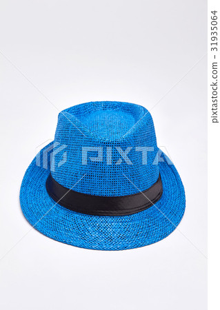 图库照片 unisex blue hat top view.