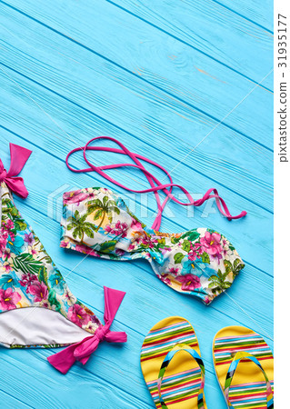 Modern bathing clothing, top view. Modern bathing clothing, top view. 31935177