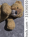 Old plush toy on the concrete floor. 31936030