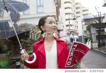 用手原宿觀光圖像雨和傘 31937410