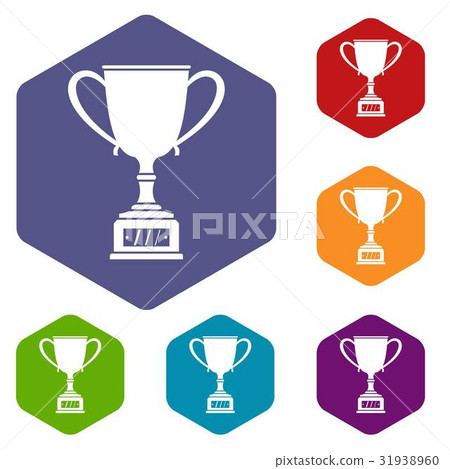 Winner cup icons set hexagon Winner cup icons set hexagon 31938960